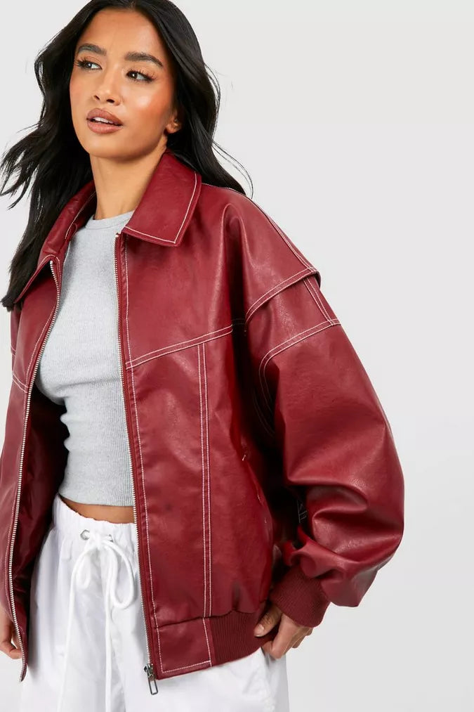Lauren | Elegant Oversized Bomber Jacket with Ribbed Cuffs