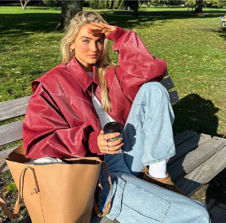 Lauren | Elegant Oversized Bomber Jacket with Ribbed Cuffs