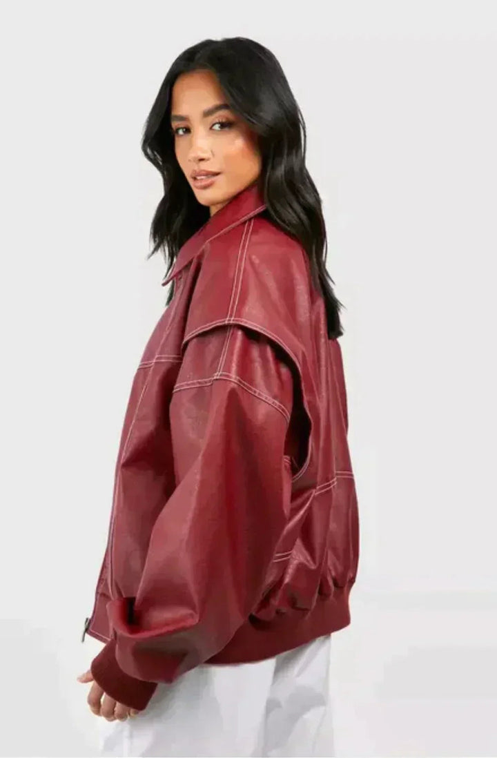 Lauren | Elegant Oversized Bomber Jacket with Ribbed Cuffs
