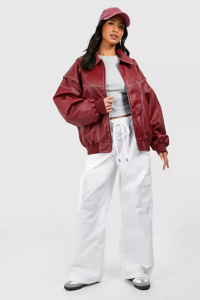 Lauren | Elegant Oversized Bomber Jacket with Ribbed Cuffs