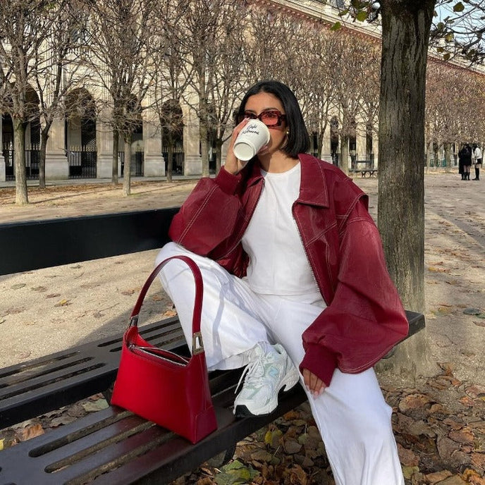 Lauren | Elegant Oversized Bomber Jacket with Ribbed Cuffs