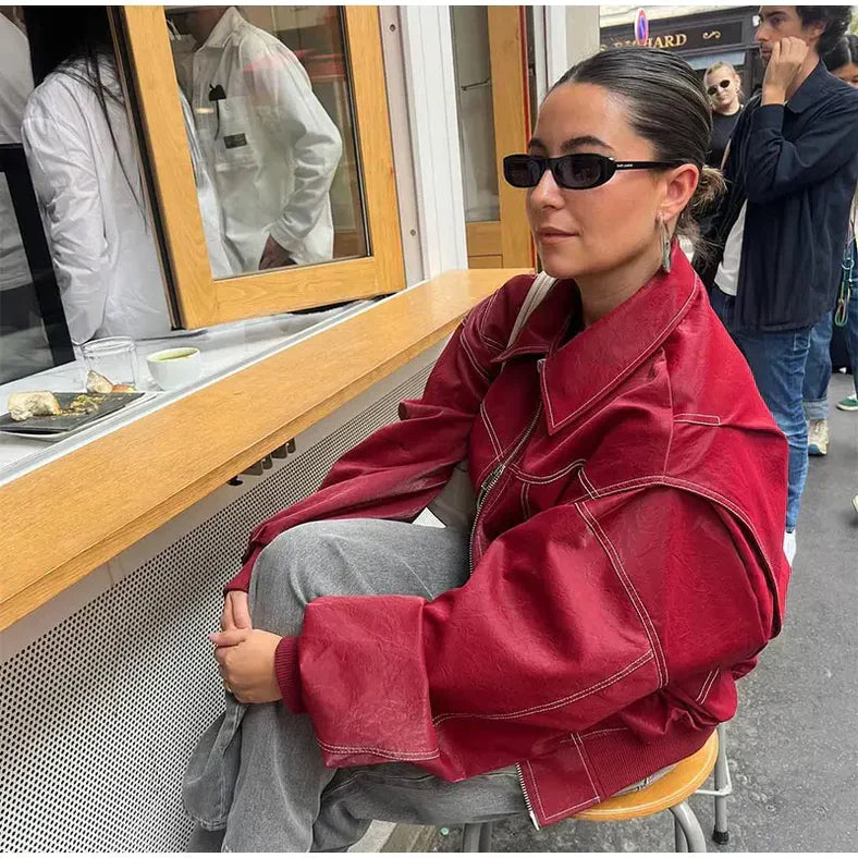 Lauren | Elegant Oversized Bomber Jacket with Ribbed Cuffs