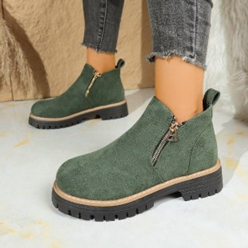 Lauren | Side Zip Lug Sole Platform Ankle Boots