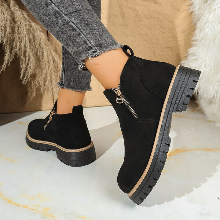 Lauren | Side Zip Lug Sole Platform Ankle Boots