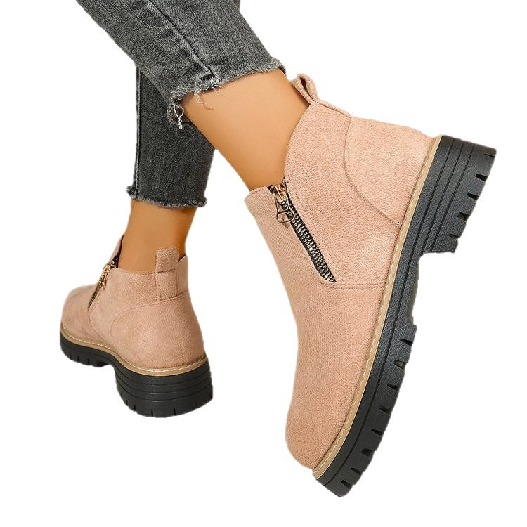 Lauren | Side Zip Lug Sole Platform Ankle Boots