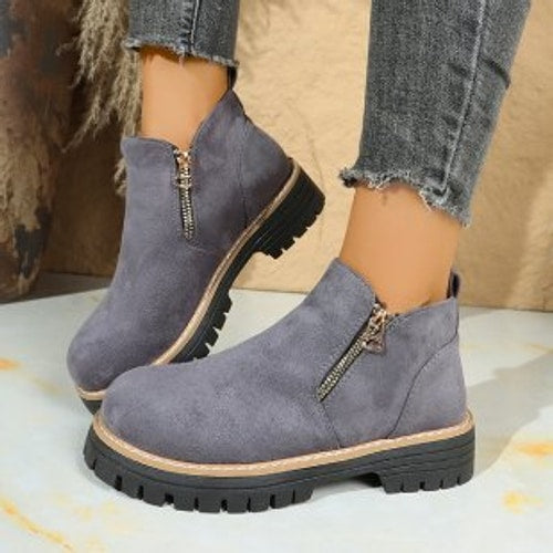 Lauren | Side Zip Lug Sole Platform Ankle Boots
