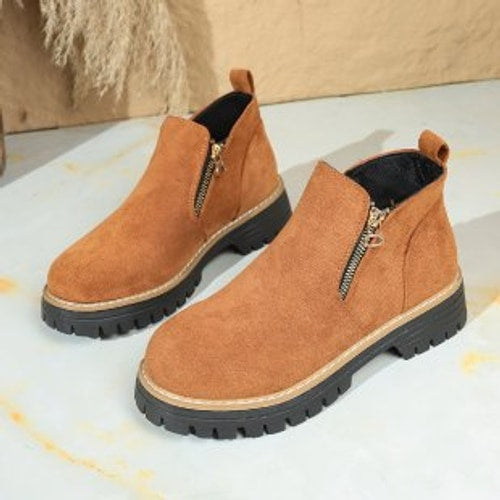 Lauren | Side Zip Lug Sole Platform Ankle Boots