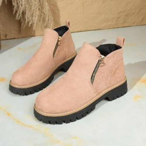 Lauren | Side Zip Lug Sole Platform Ankle Boots