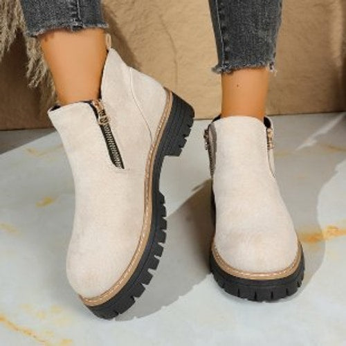 Lauren | Side Zip Lug Sole Platform Ankle Boots