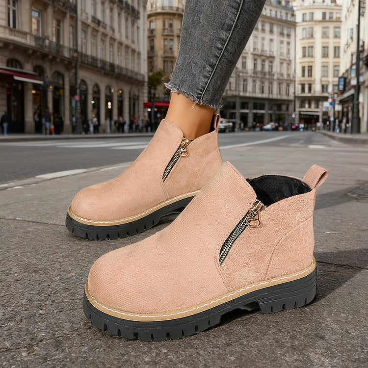 Lauren | Side Zip Lug Sole Platform Ankle Boots