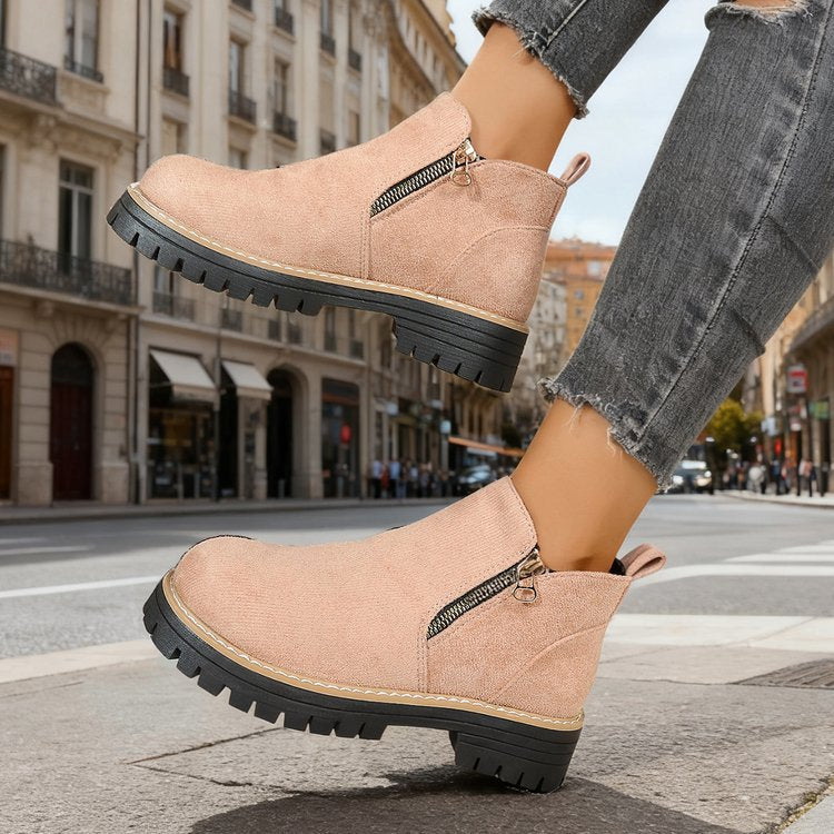 Lauren | Side Zip Lug Sole Platform Ankle Boots