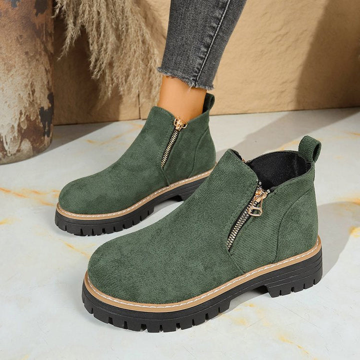 Lauren | Side Zip Lug Sole Platform Ankle Boots