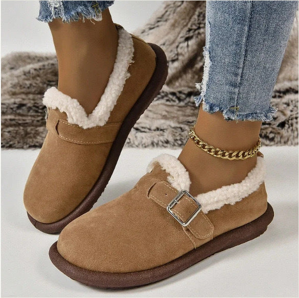 Lauren | Sophisticated Fleece Lined Buckle Strap Slippers