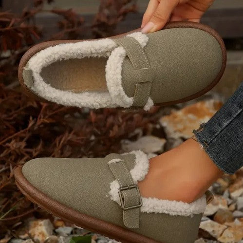 Lauren | Sophisticated Fleece Lined Buckle Strap Slippers