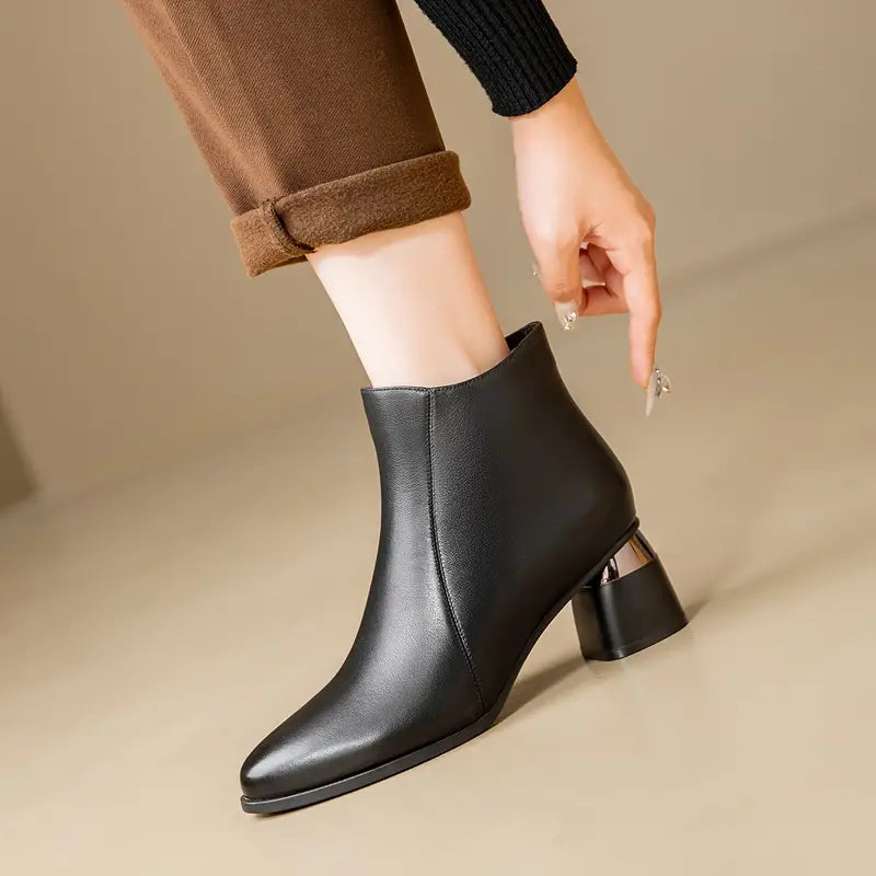 Lauren | Sophisticated Side-Zip Block Heel Ankle Boots