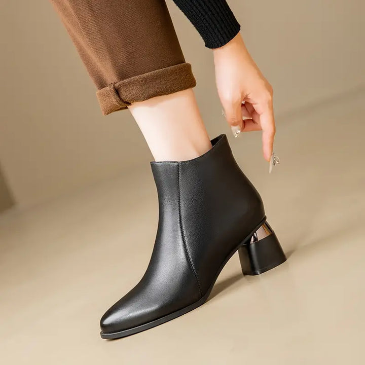 Lauren | Sophisticated Side-Zip Block Heel Ankle Boots