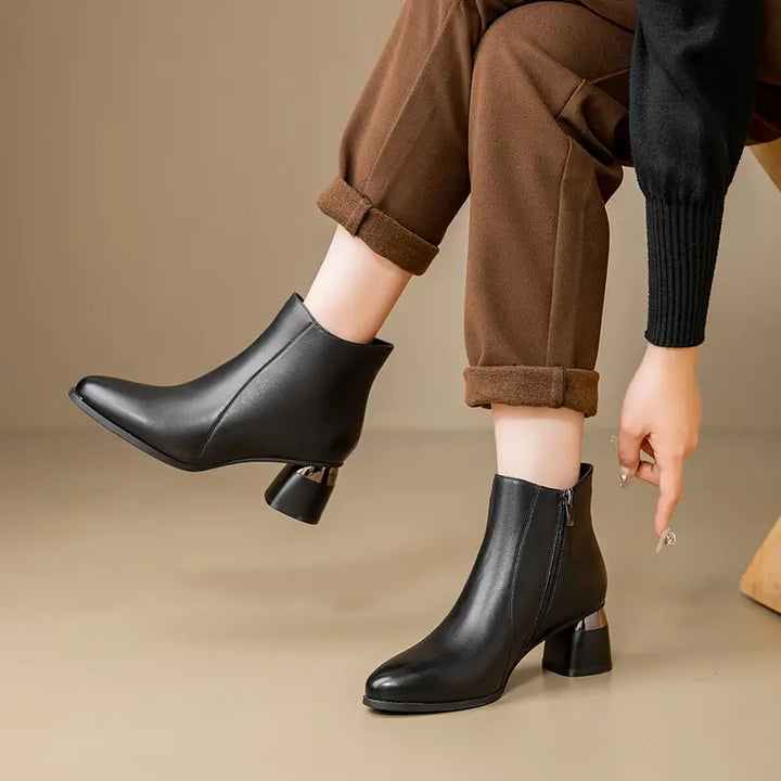 Lauren | Sophisticated Side-Zip Block Heel Ankle Boots
