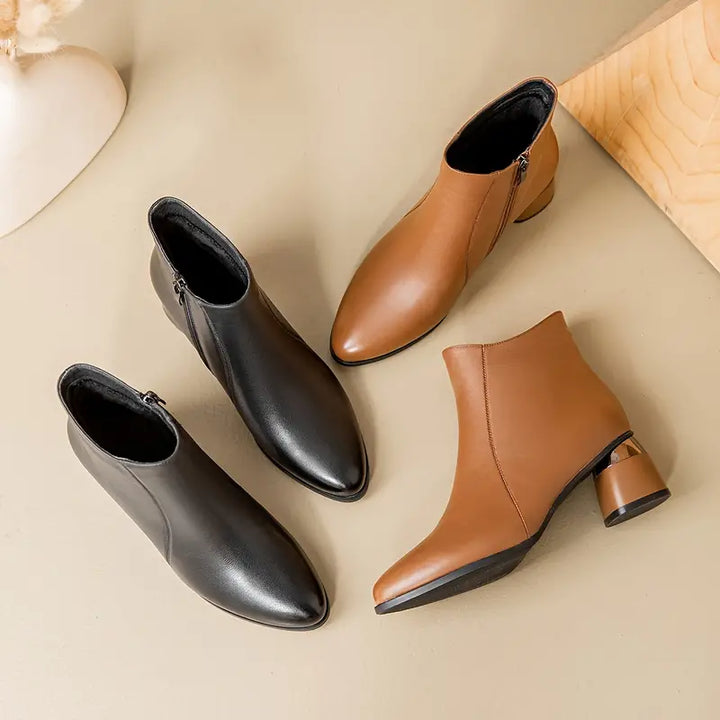 Lauren | Sophisticated Side-Zip Block Heel Ankle Boots