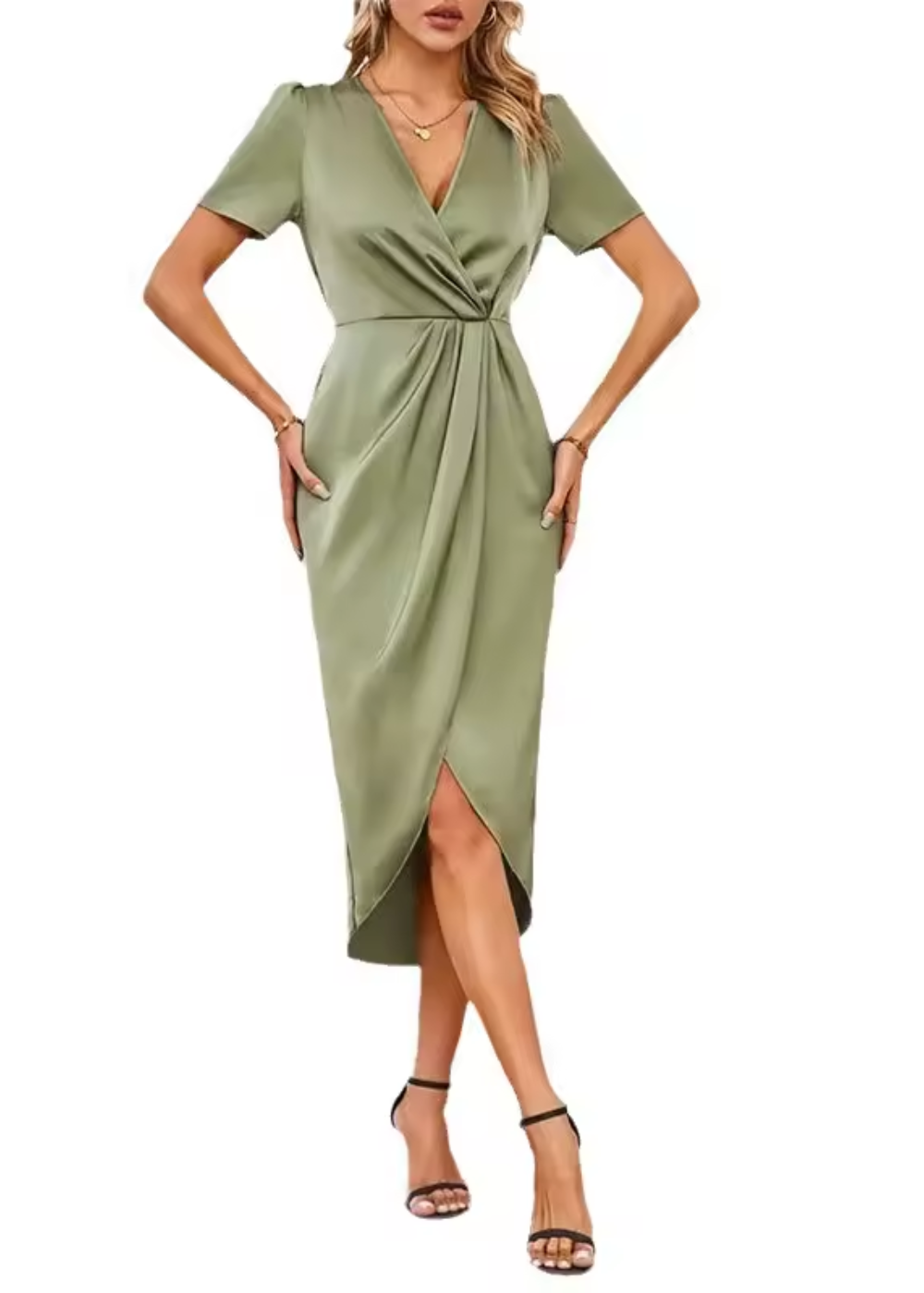 Lauren | Wrap V-Neck Hi-Low Fall Wedding Guest Dress