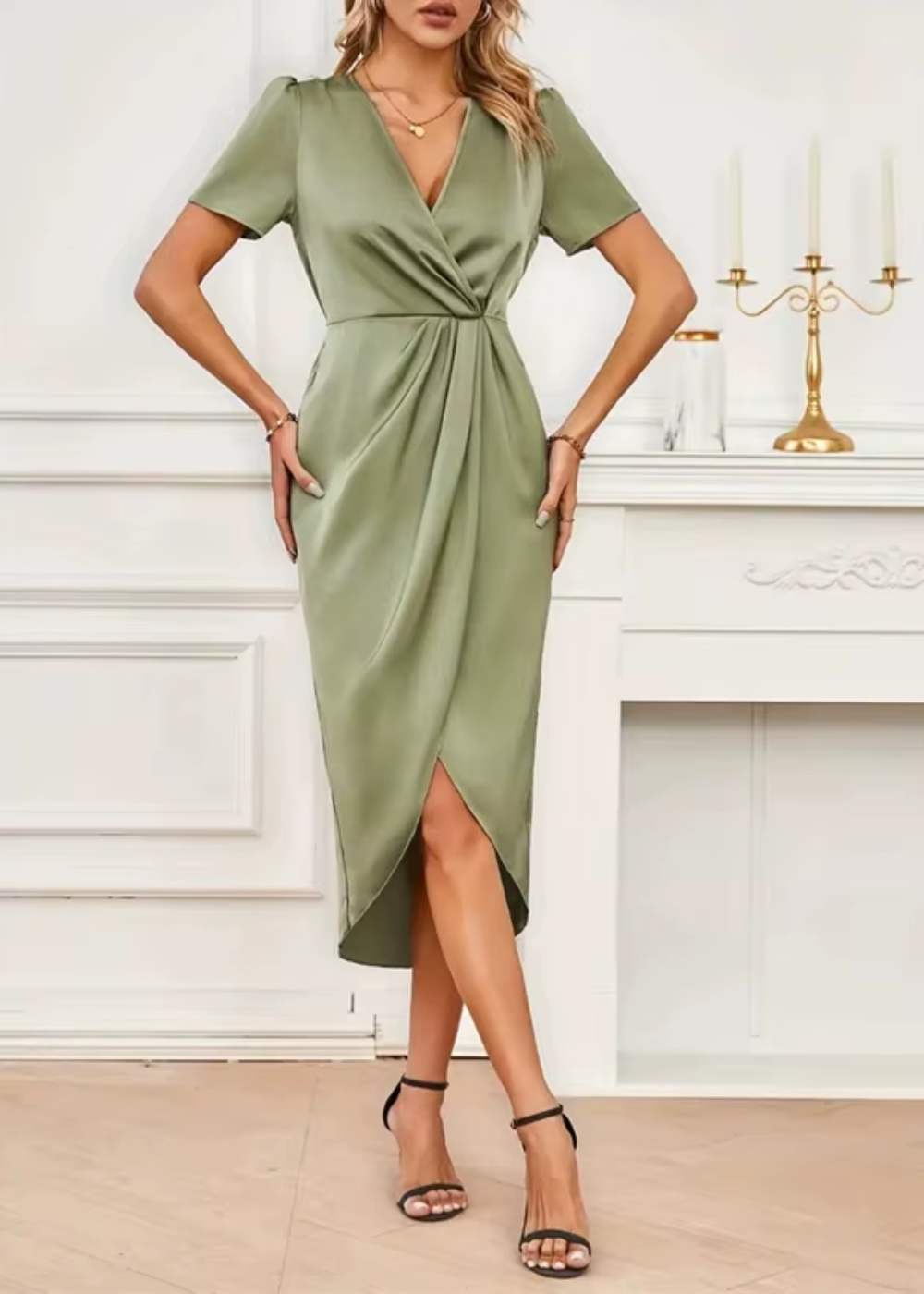 Lauren | Wrap V-Neck Hi-Low Fall Wedding Guest Dress