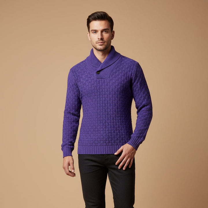 Liam | Cozy Basketweave Button Turtleneck Sweater