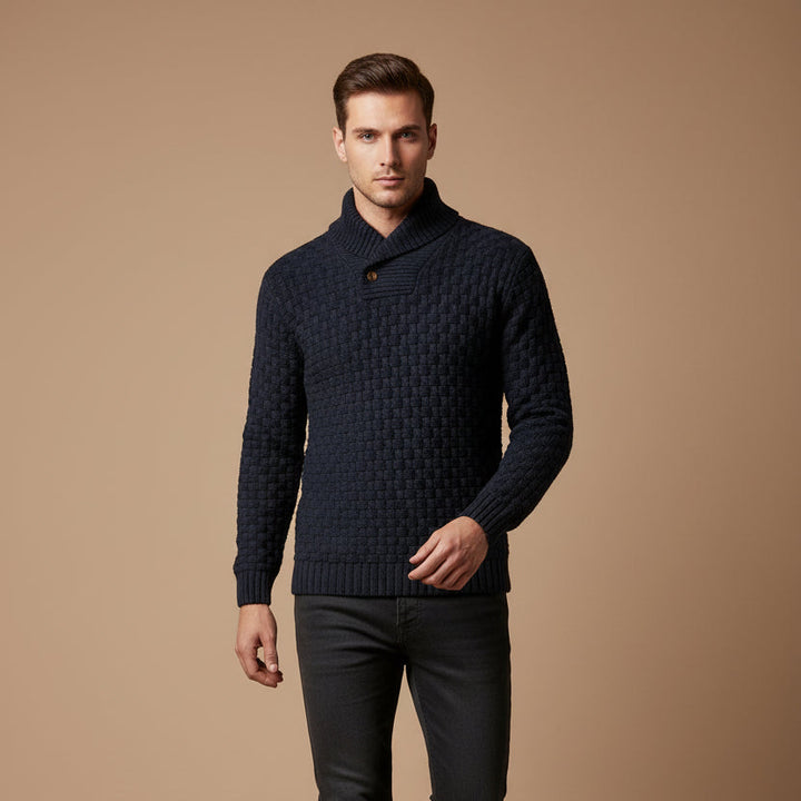 Liam | Cozy Basketweave Button Turtleneck Sweater