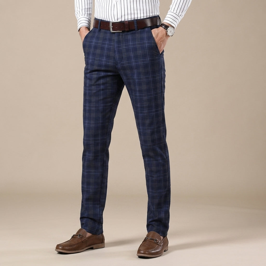 Liam | Slim Fit Tapered Plaid Pants
