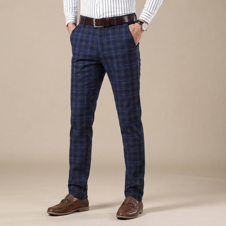 Liam | Slim Fit Tapered Plaid Pants