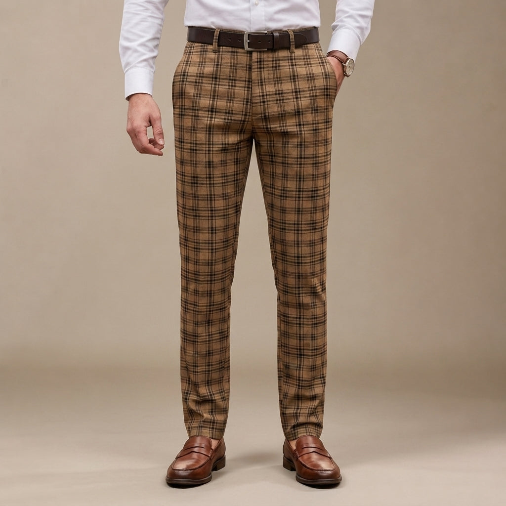 Liam | Slim Fit Tapered Plaid Pants