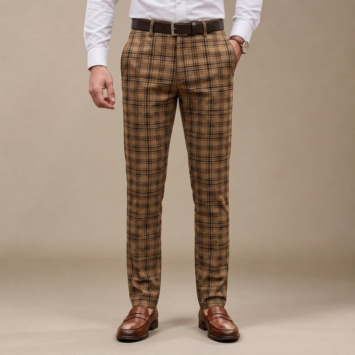 Liam | Slim Fit Tapered Plaid Pants