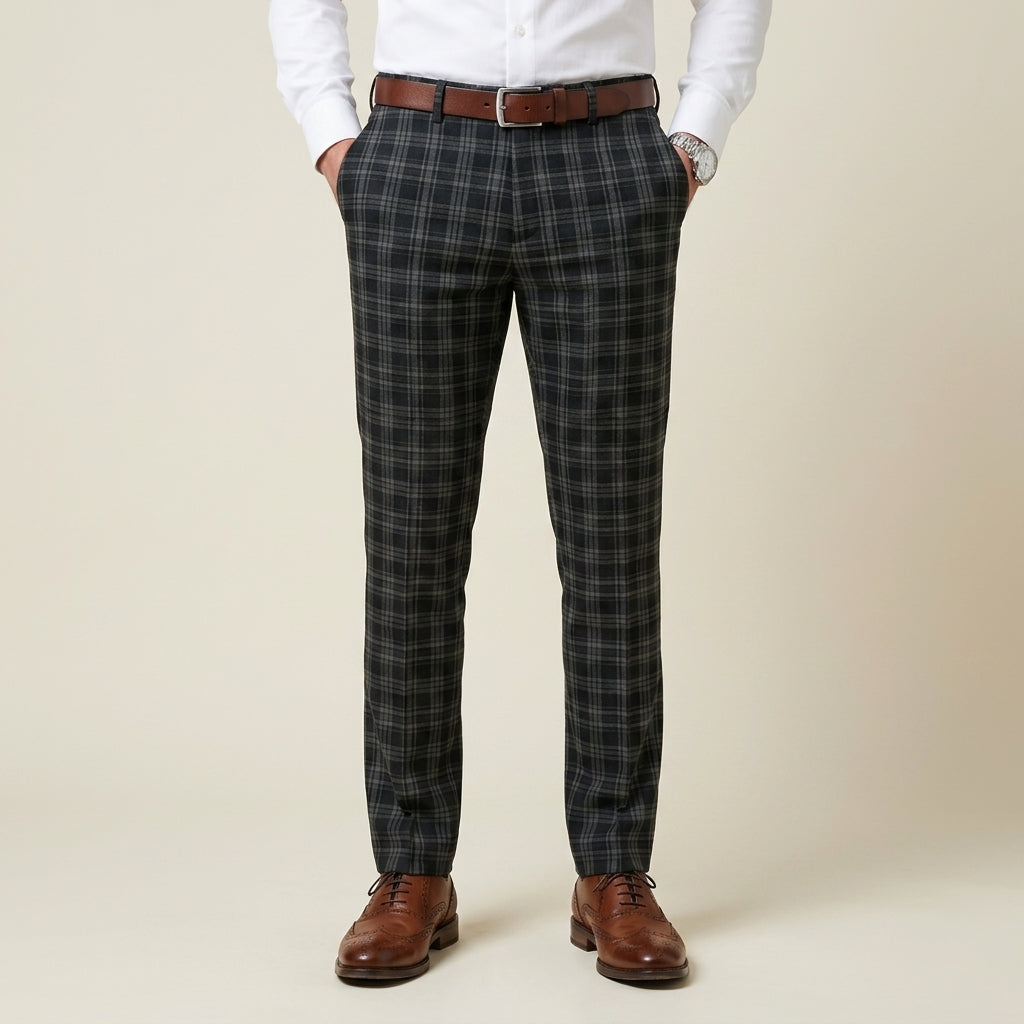 Liam | Slim Fit Tapered Plaid Pants