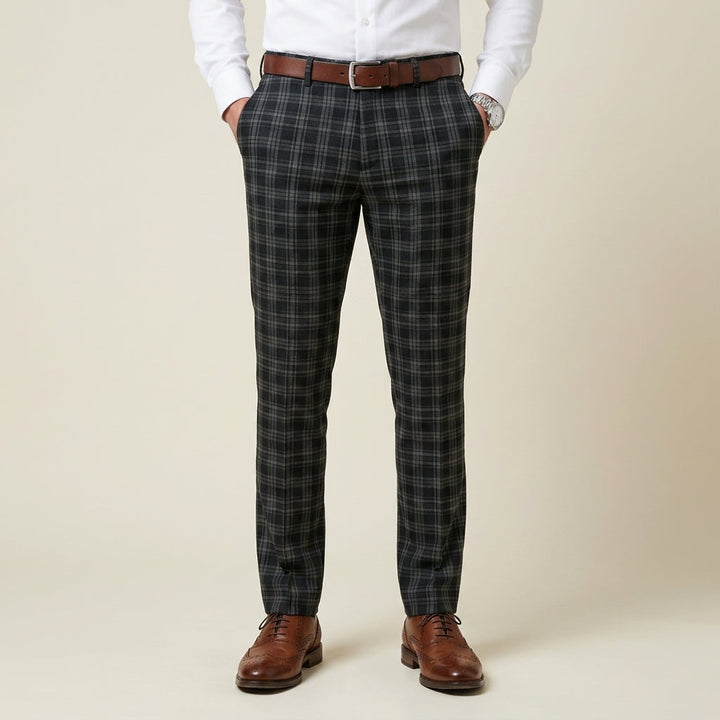 Liam | Slim Fit Tapered Plaid Pants