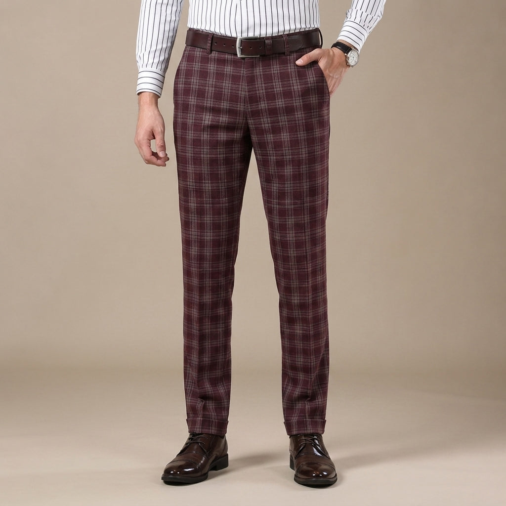 Liam | Slim Fit Tapered Plaid Pants