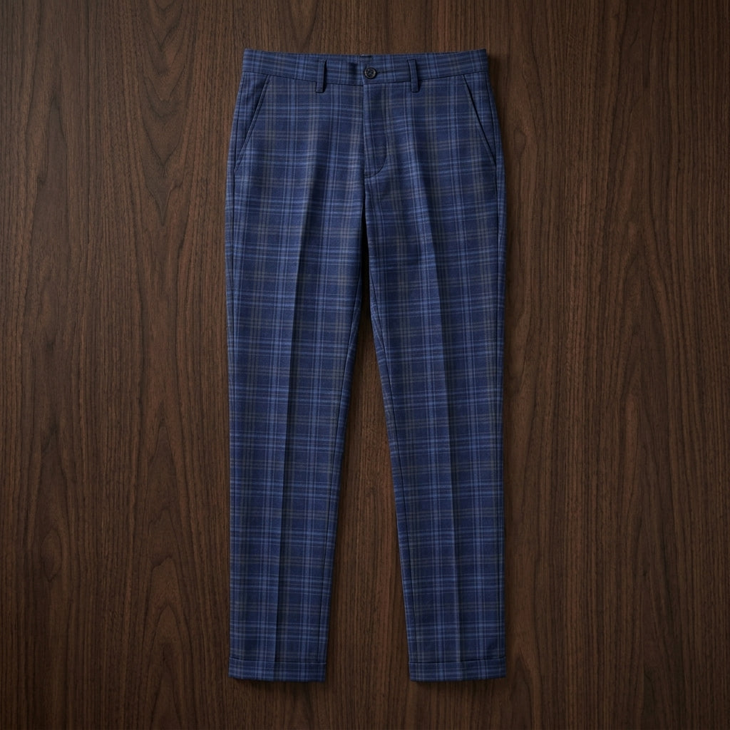 Liam | Slim Fit Tapered Plaid Pants