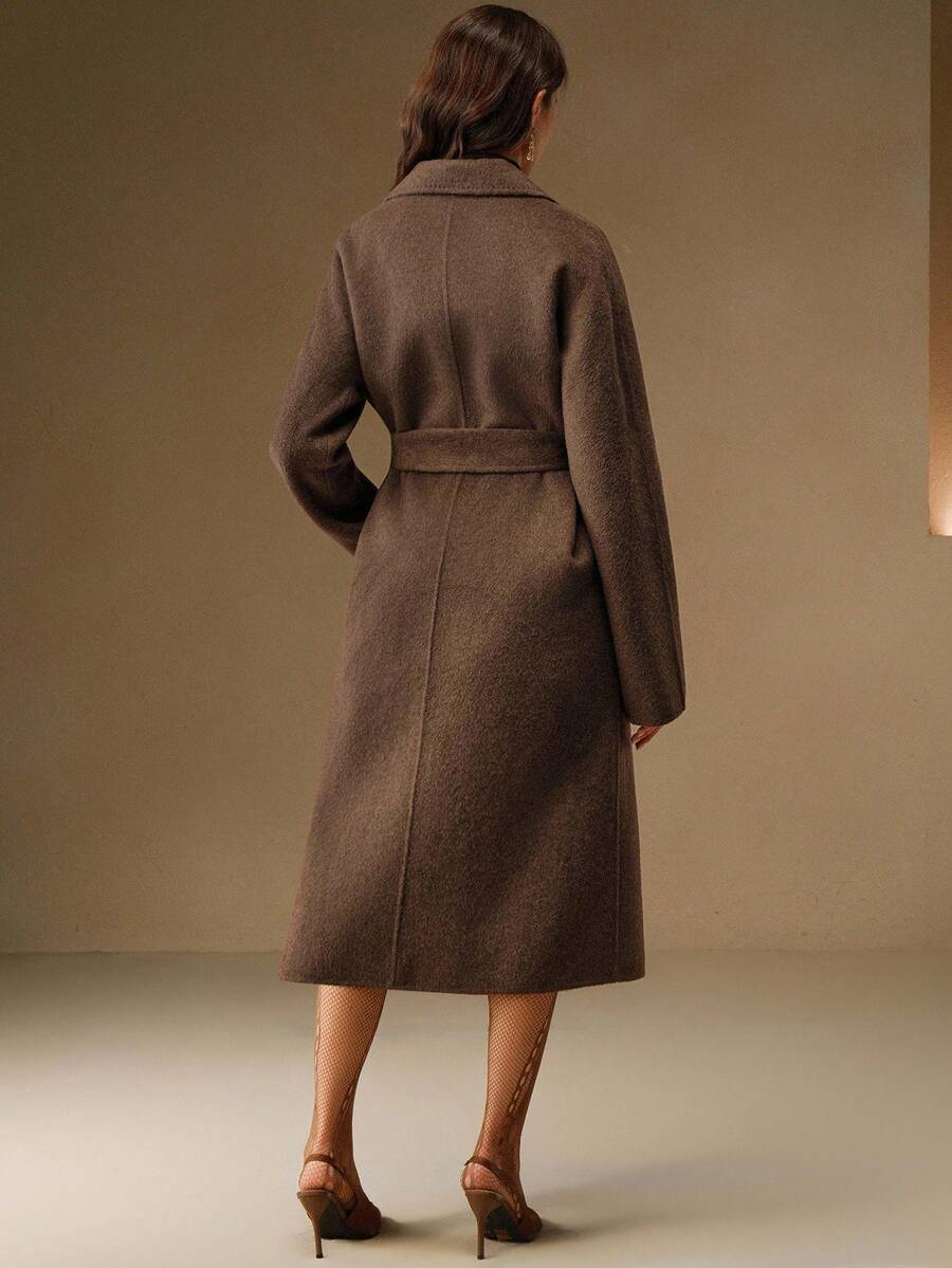 Linda | Elegant Belted Double-Breasted Camel Coat