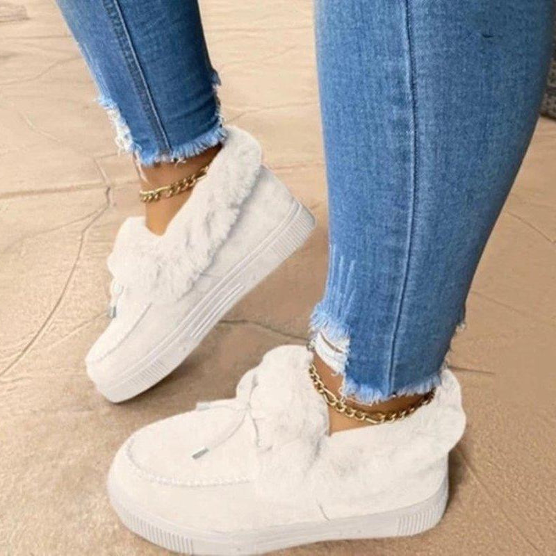 Linda | Relaxed Fuzzy Platform Moccasin Slippers