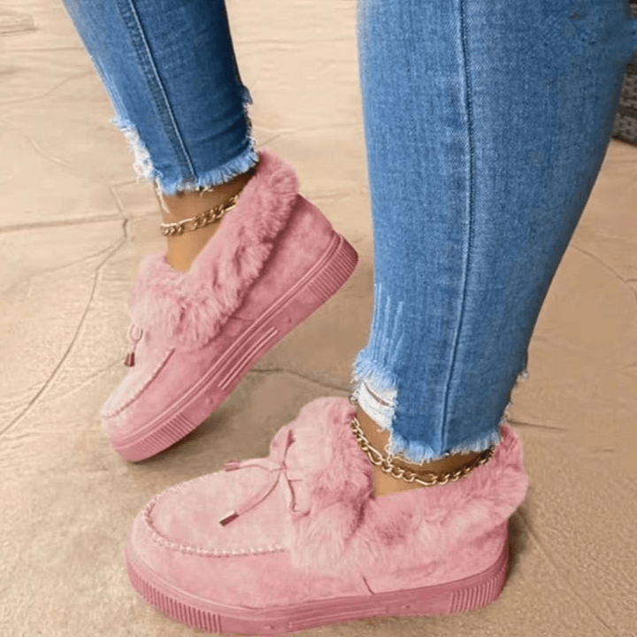 Linda | Relaxed Fuzzy Platform Moccasin Slippers