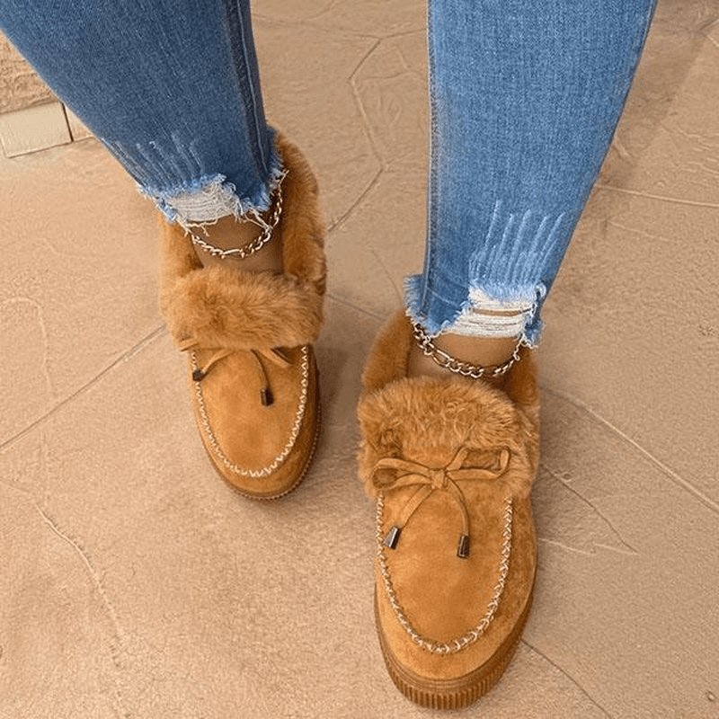 Linda | Relaxed Fuzzy Platform Moccasin Slippers