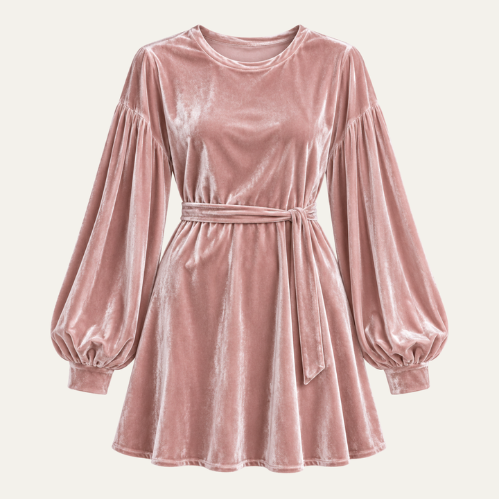 Lisa | Elegant Belted Velvet A-Line Mini Dress