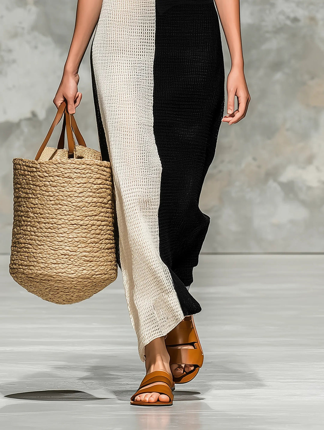 Lisa | Elegant Colorblock Knit Boat Neck Sweater Dress