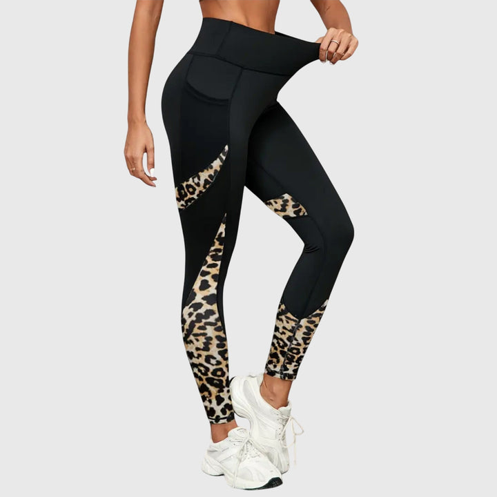 Lisa | Polished High-Waisted Leopard Print Flare Leggings