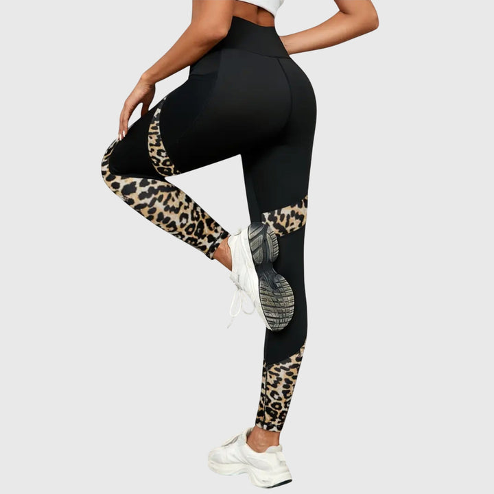 Lisa | Polished High-Waisted Leopard Print Flare Leggings