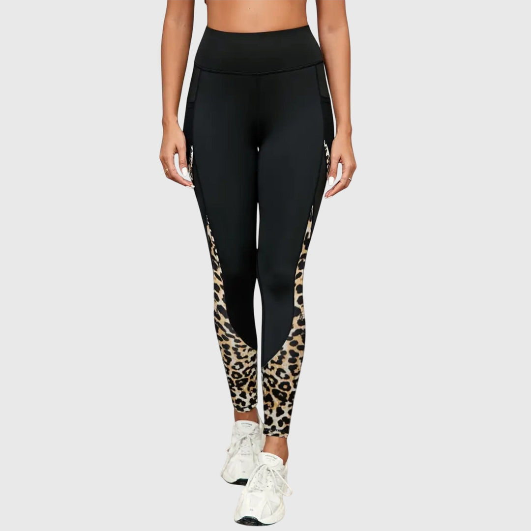 Lisa | Polished High-Waisted Leopard Print Flare Leggings