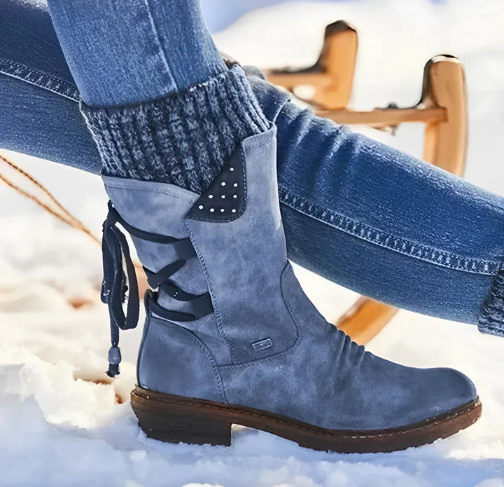 Lisa | Refined Knit Cuff Lace-Up Winter Boots