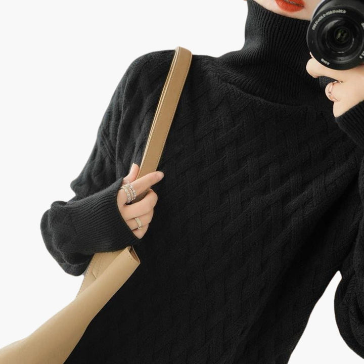Lisa | Relaxed Oversized Turtleneck Cable Knit Sweater