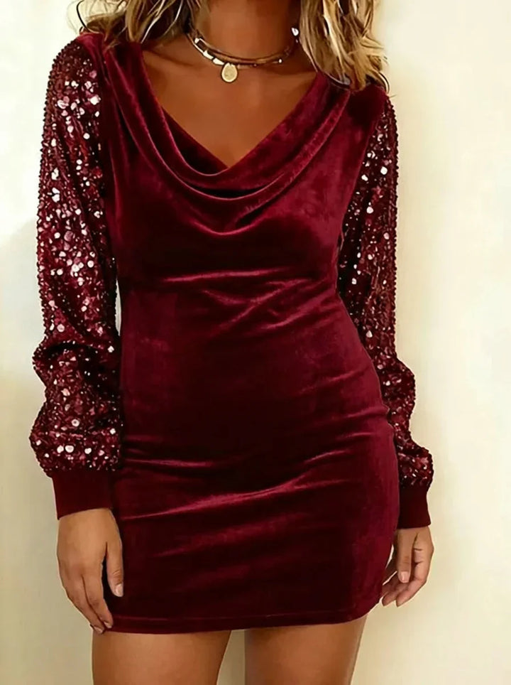 Lisa | Stylish Sequin Sleeve Christmas Party Dress