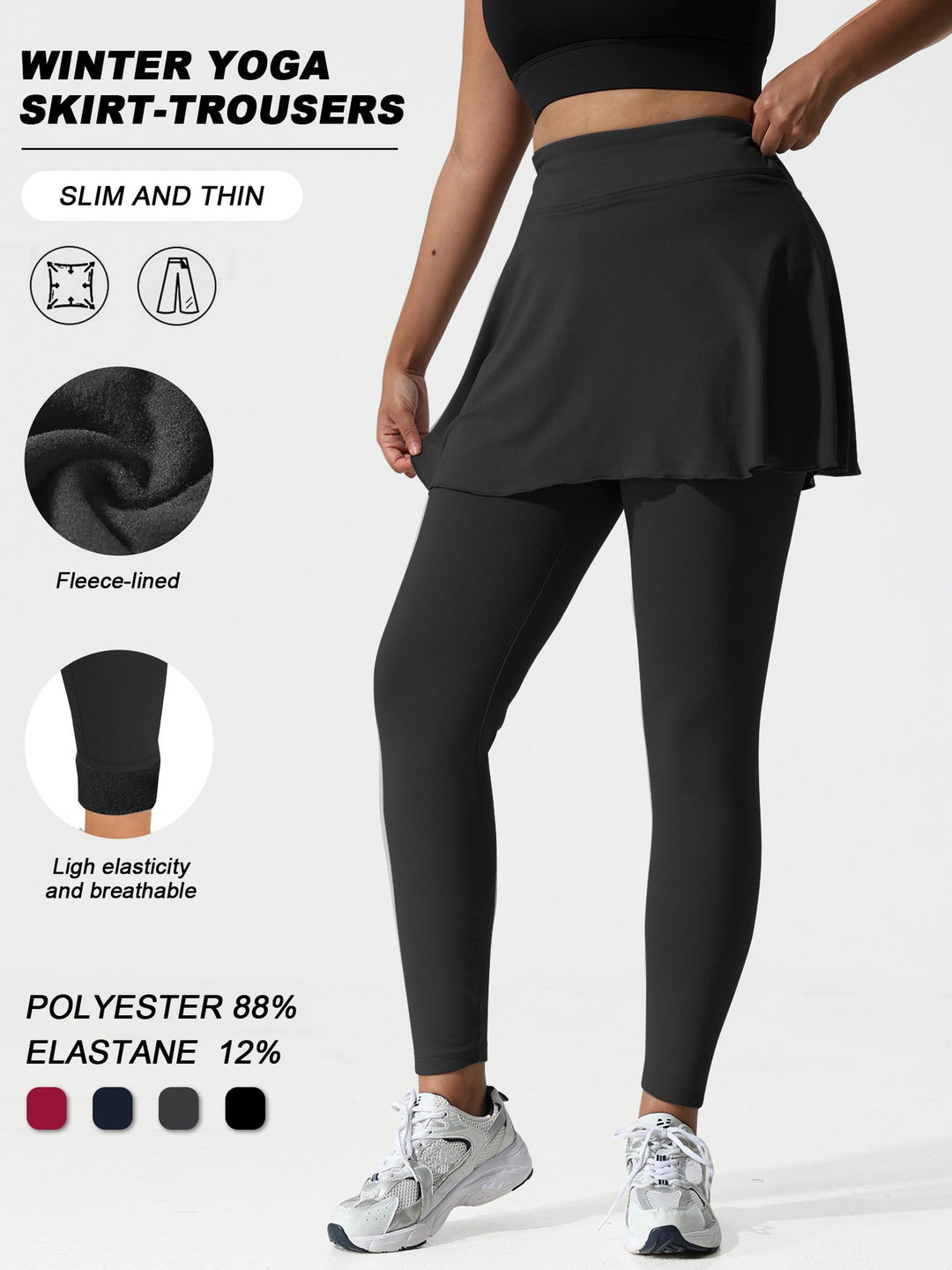 Lori | Chic Fleece Lined Leggings with Attached Skirt
