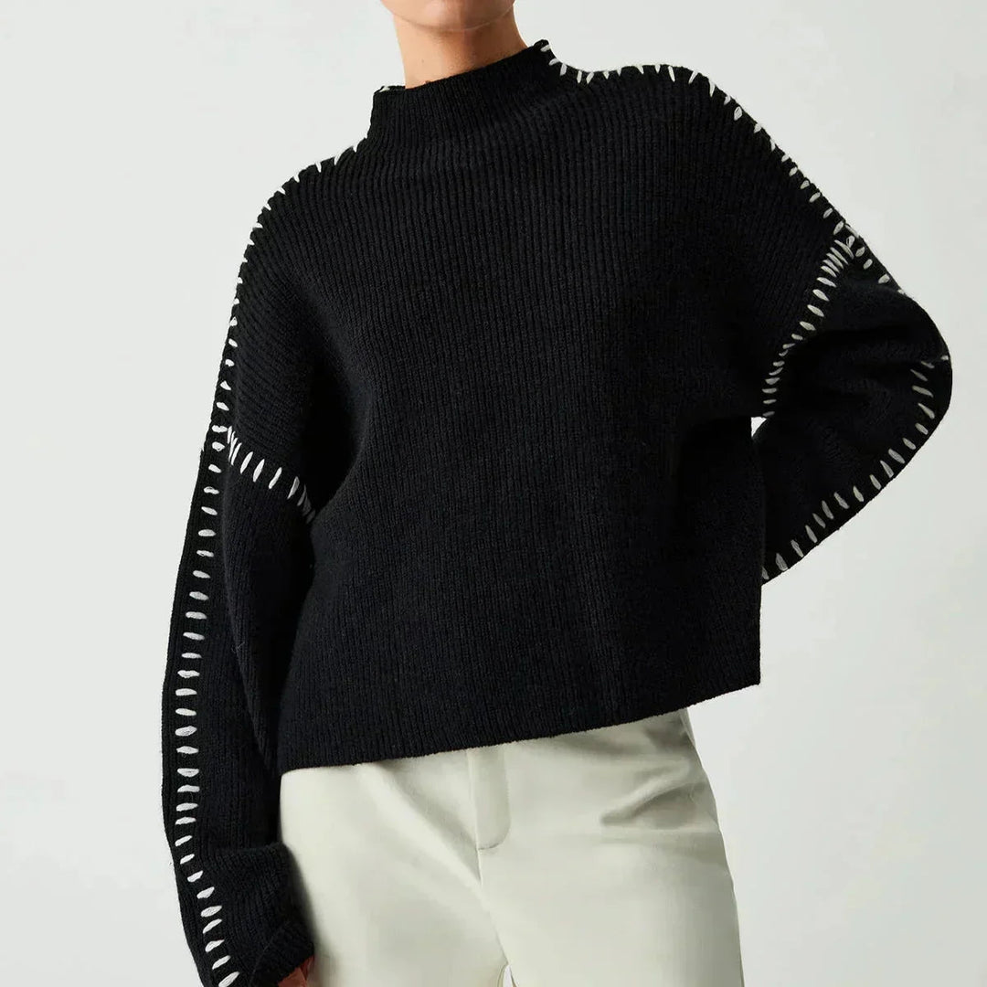 Lori | Cozy Whipstitch Oversized Mock Neck Sweater
