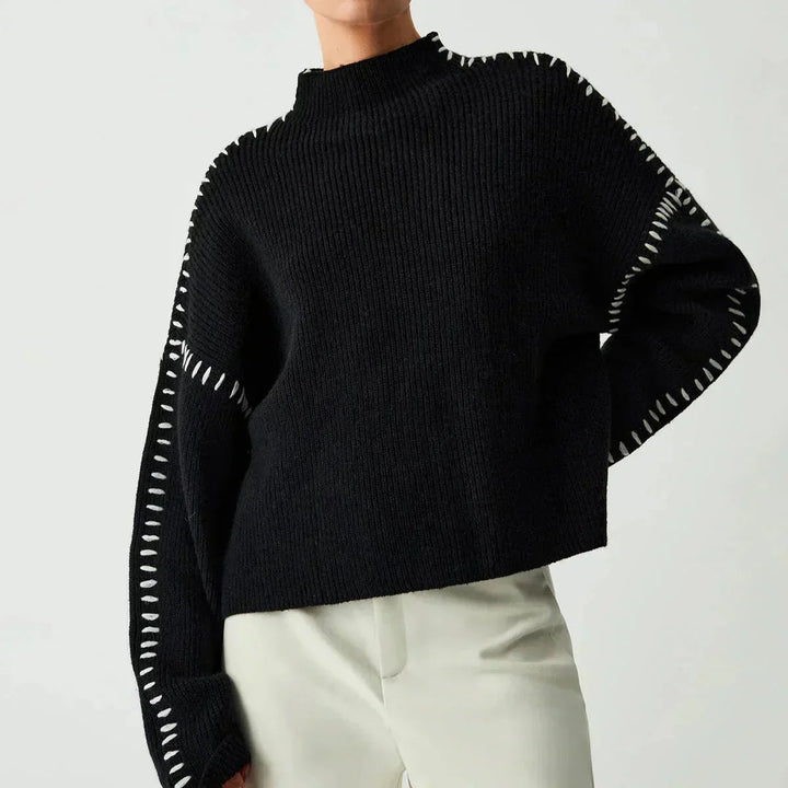 Lori | Cozy Whipstitch Oversized Mock Neck Sweater