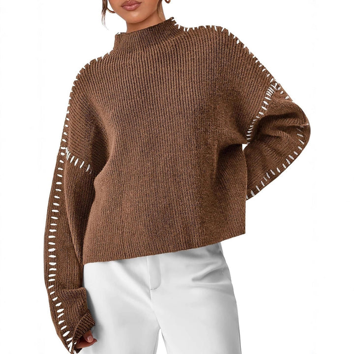 Lori | Cozy Whipstitch Oversized Mock Neck Sweater